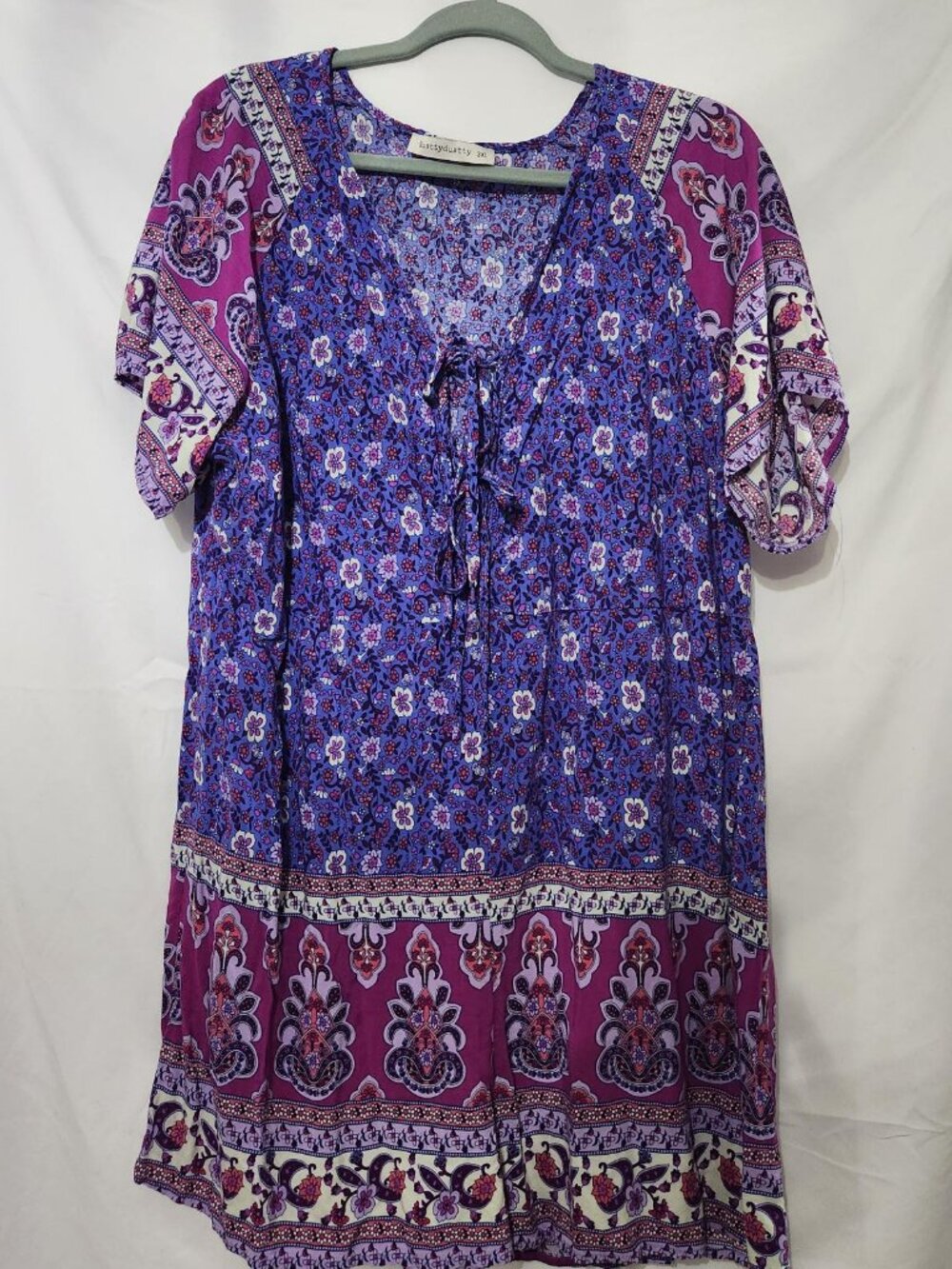 Rusttydustty Floral Romper 3XL Purple Boho Shorts Romper